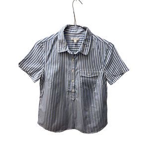 J.Crew Blue & White striped Button Up short sleeve 0195